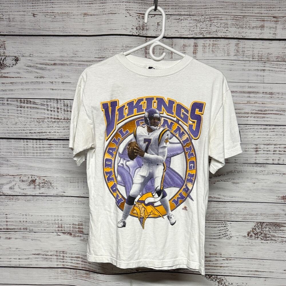 Vtg 90s Starter Minnesota Vikings Randall Cunningham Tee XL Youth
